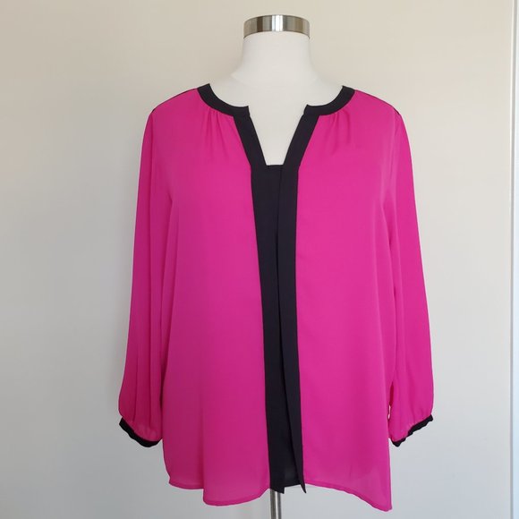 Vince Camuto Tops - Vince Camuto Plus Size 2X Pink Black LS Top NWT